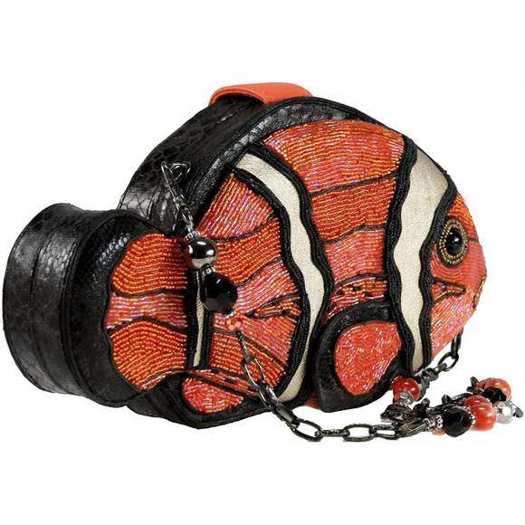 NEW MARY FRANCES clowning around fish purse hand bag in coral - Picture 2 of 2